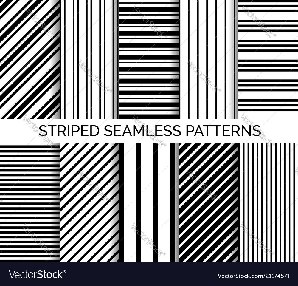 Set of striped seamless black and white patterns Vector Image