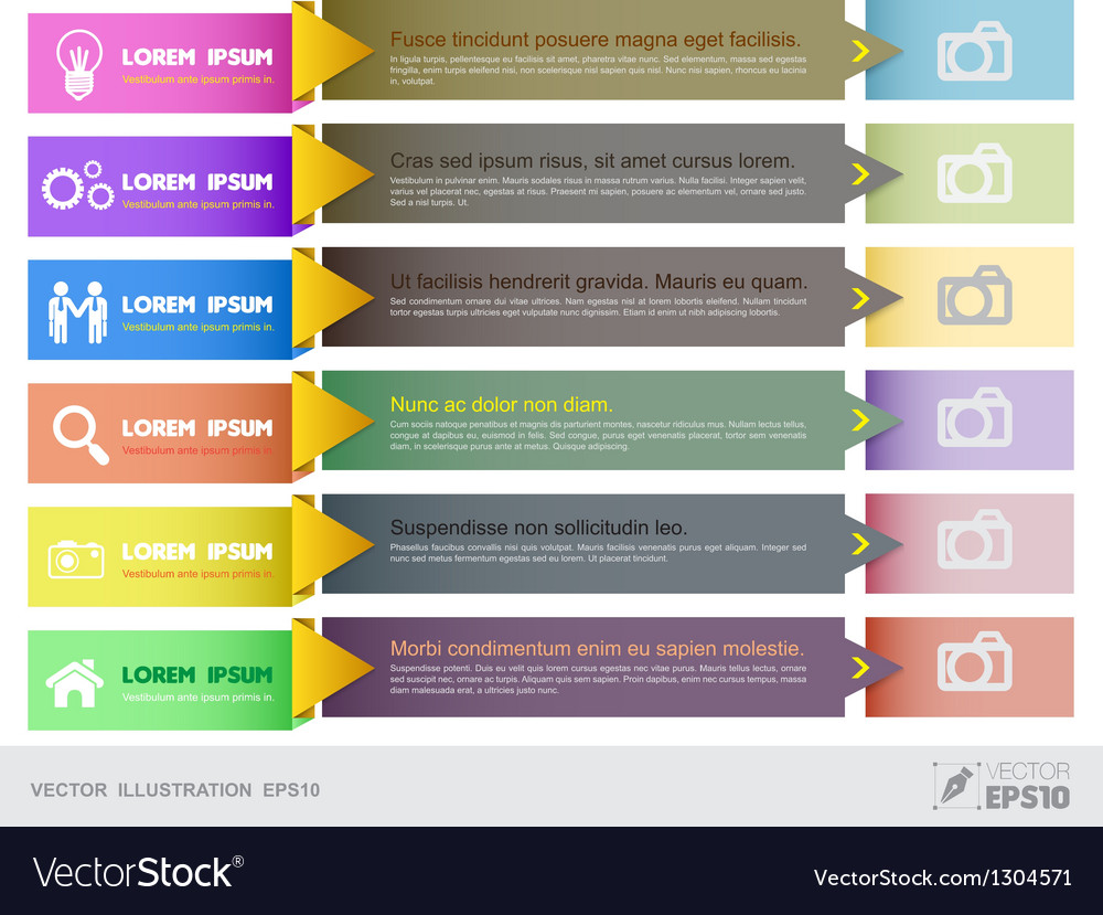 Tab horizontal with icons Royalty Free Vector Image