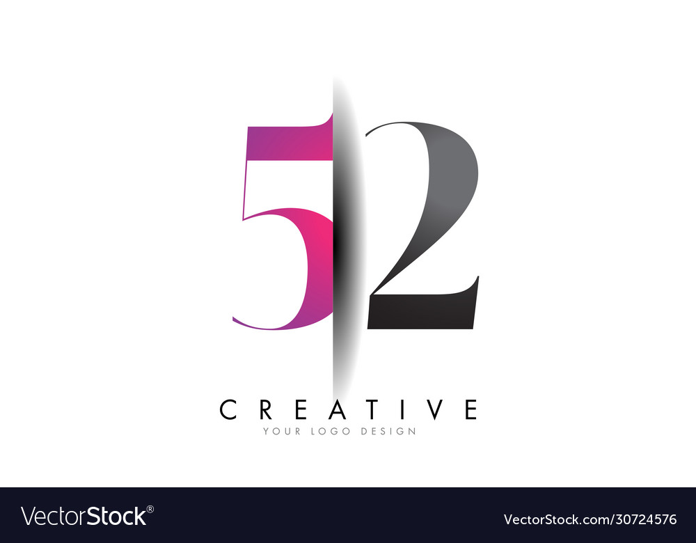 52 5 2 grey and pink number logo with creative