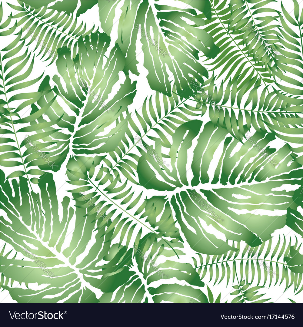 Fl Geomtric Tile Pattern Tropical Leaves Vector Image