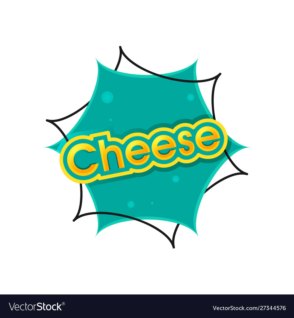 Green cheese label design on white background