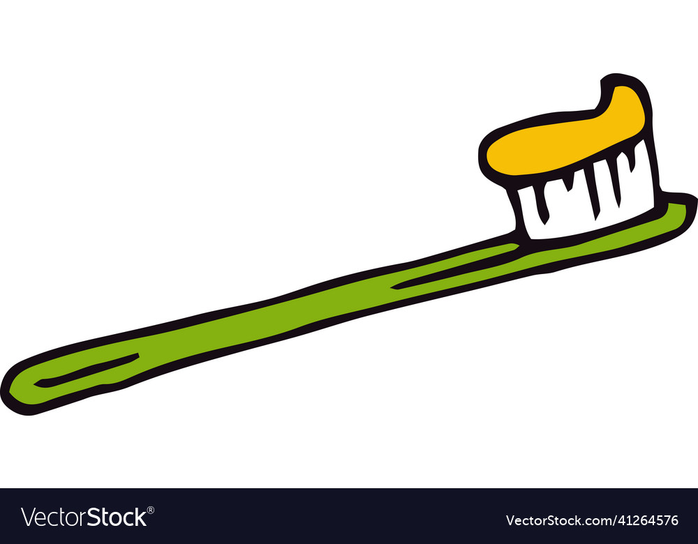 Green toothbrush with toothpaste