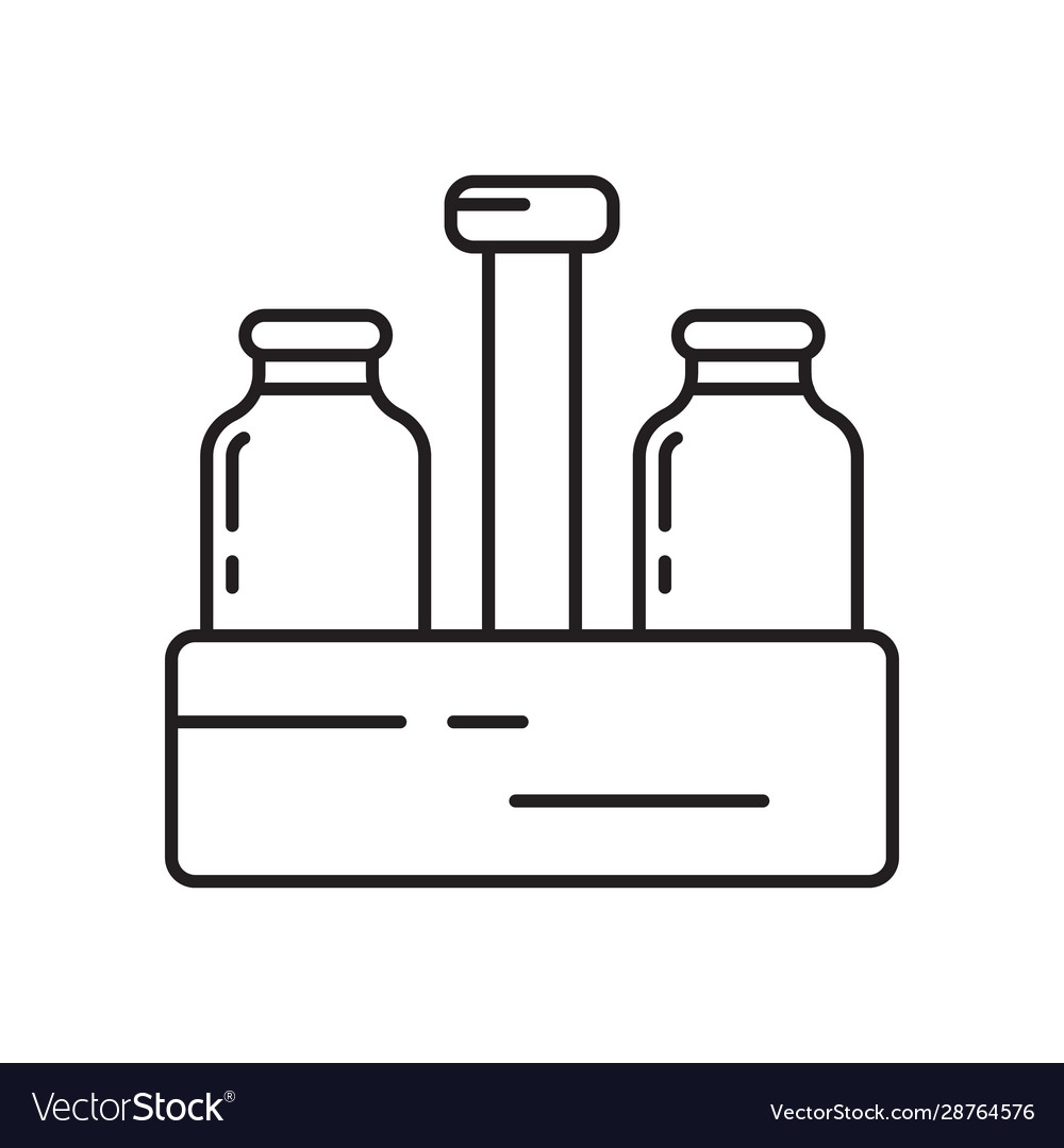 Milk box with two bottles icon thin line art