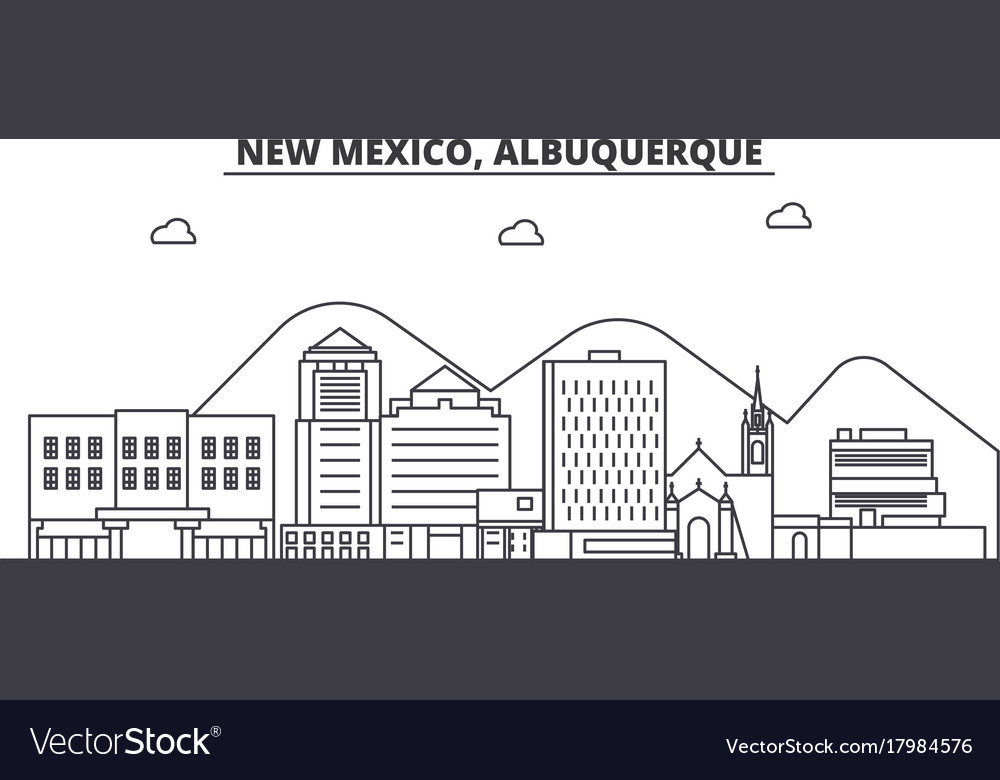 New mexico albuquerque architecture line skyline