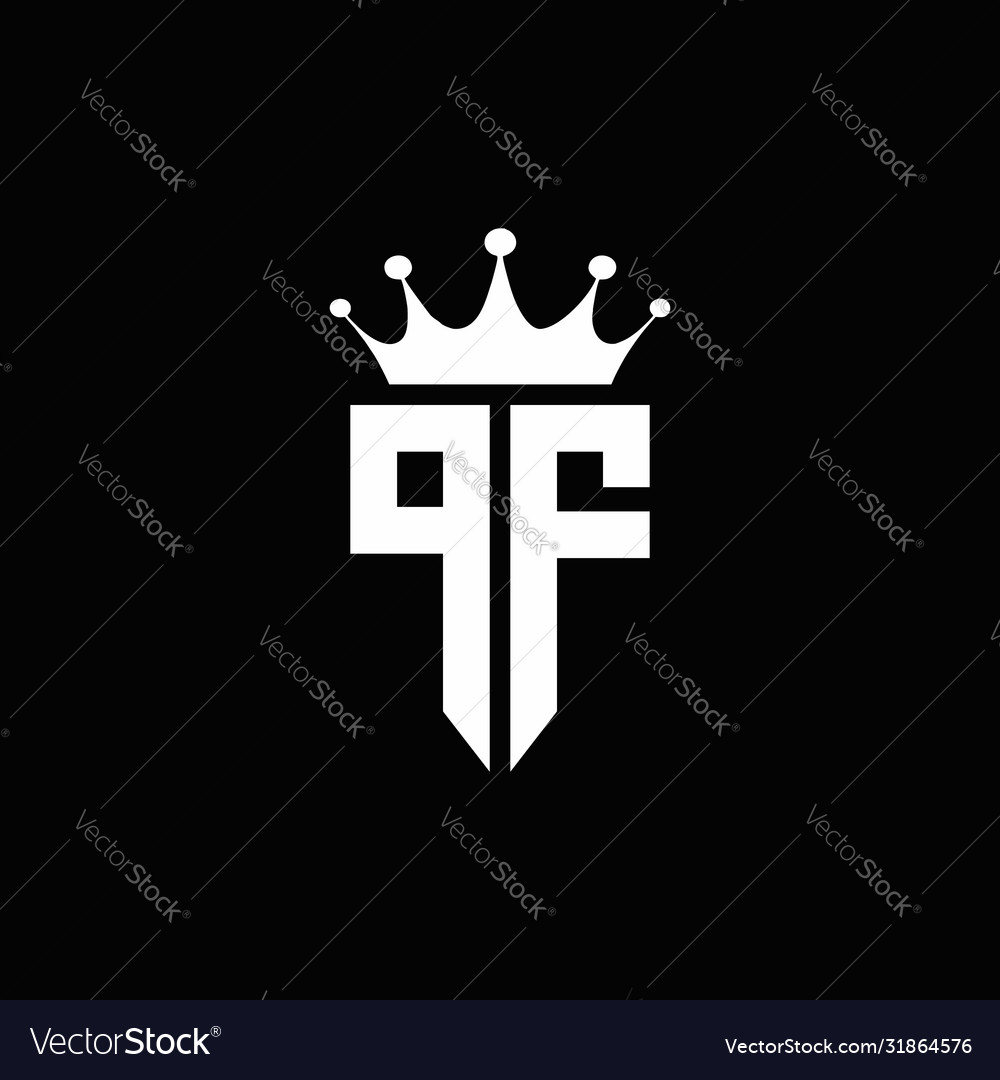 Pf logo monogram emblem style with crown shape Vector Image