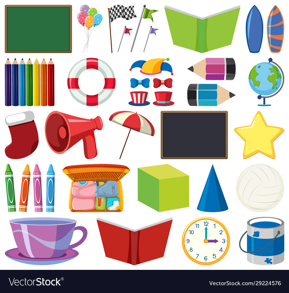 Set isolated objects theme stationeries vector image Set isolated objects theme stationeries