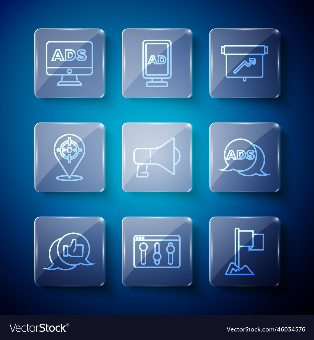 Set line customer product rating browser setting vector image Set line customer product rating browser setting
