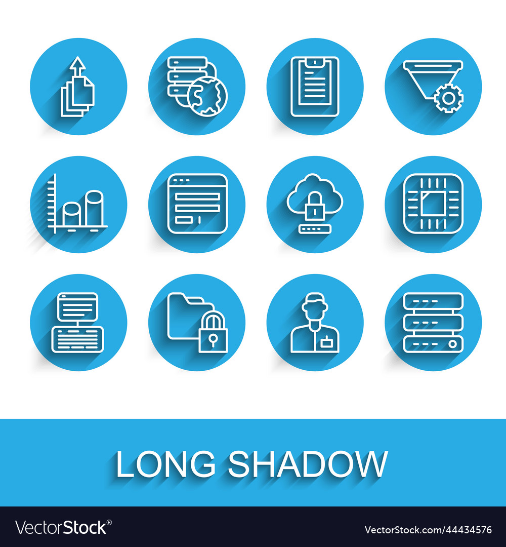 Set line server data web hosting folder vector image Set line server data web hosting folder