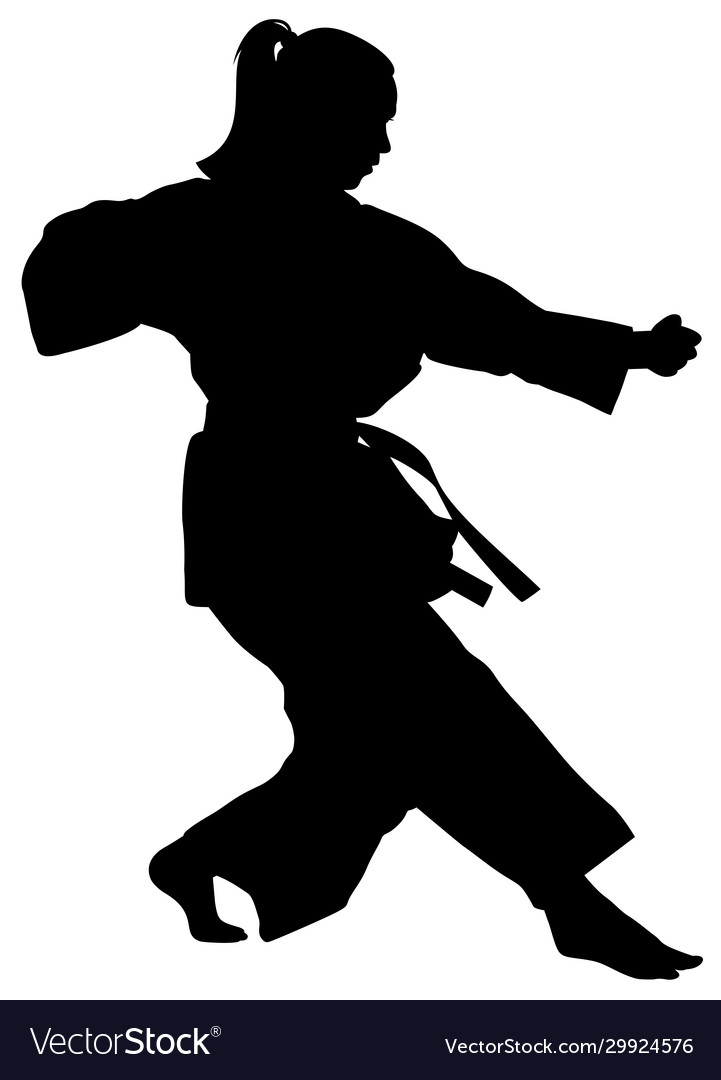 Silhouette A Female Athlete Kata Karate Royalty Free Vector 6142