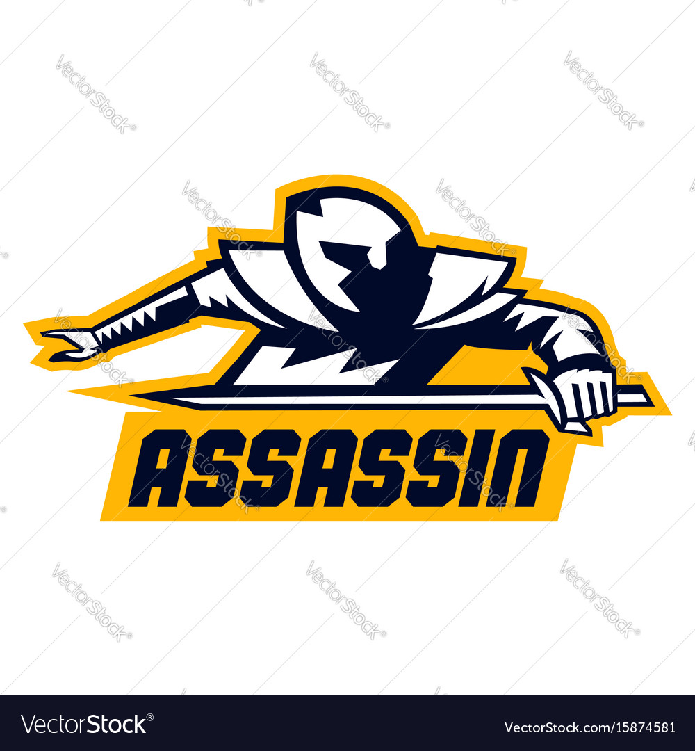 assassin logo lettering crouching