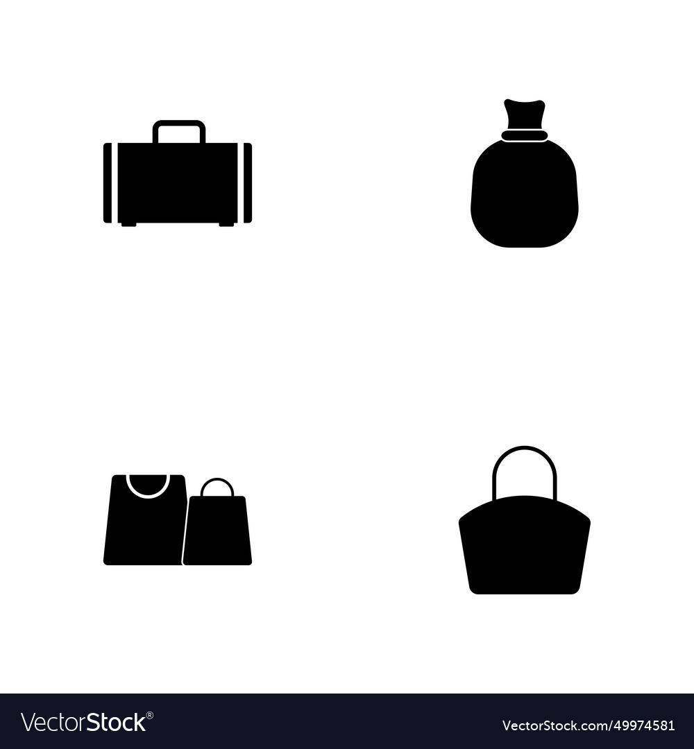 Bag - a set of black four solid icons isolated