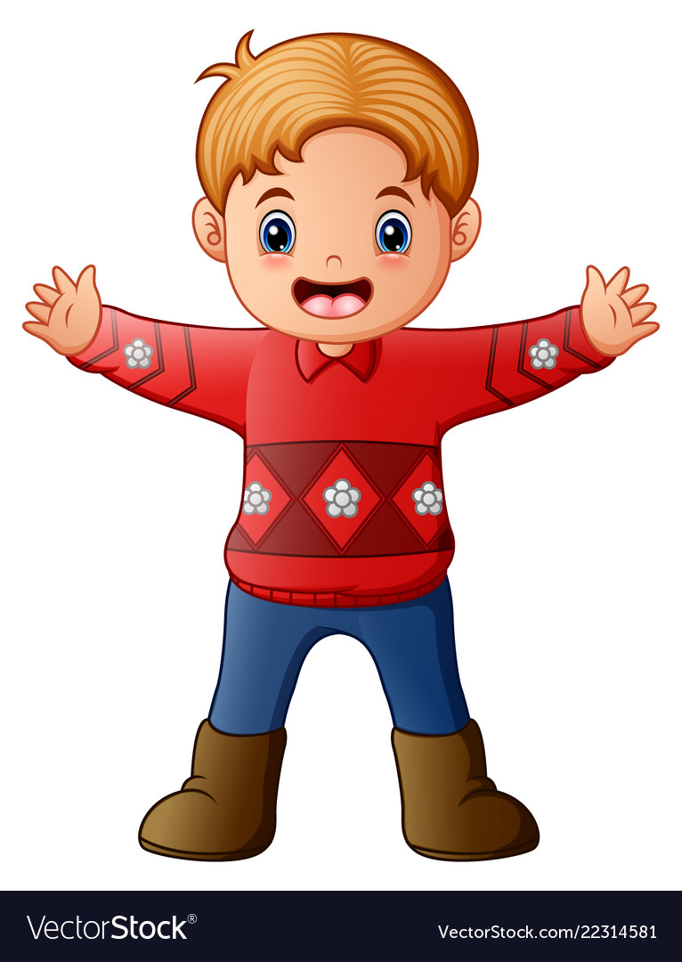 Cartoon of boy wearing a red sweater