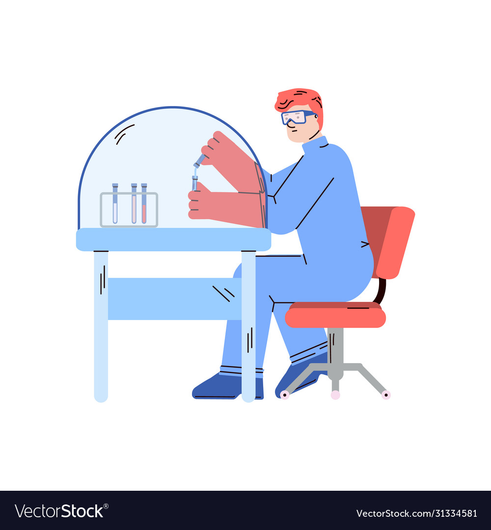Cartoon scientist at science laboratory table Vector Image Cartoon scientist at science laboratory table Vector Image