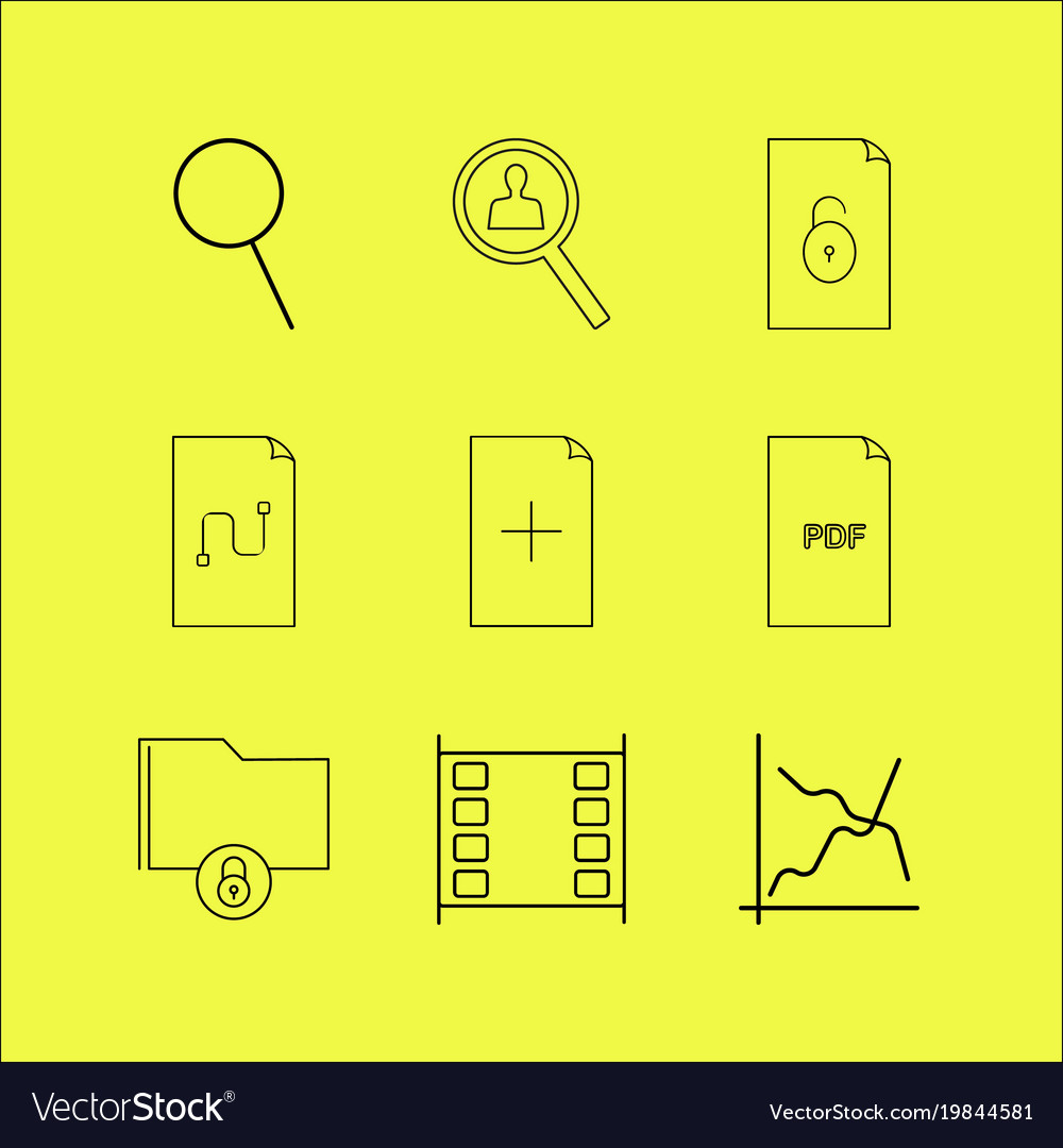 Files and folders linear icon set simple outline