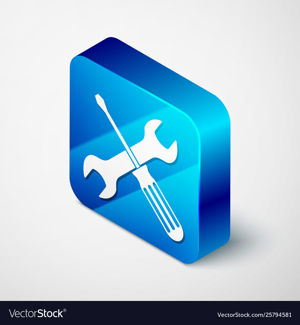 Isometric crossed screwdriver and wrench tools Vector Image