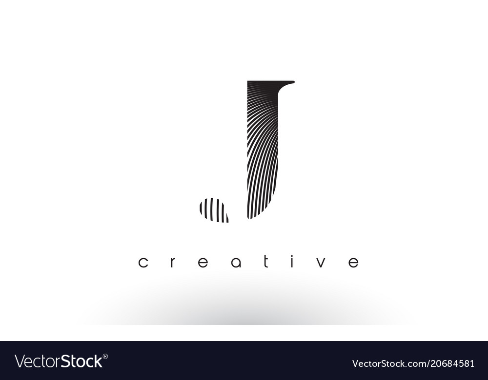 J logo design with multiple lines and black Vector Image