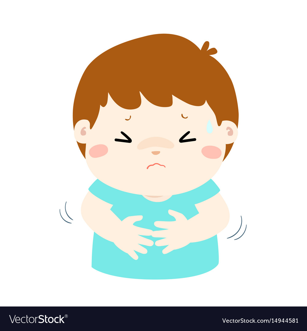 Little boy having stomach ache cartoon Royalty Free Vector