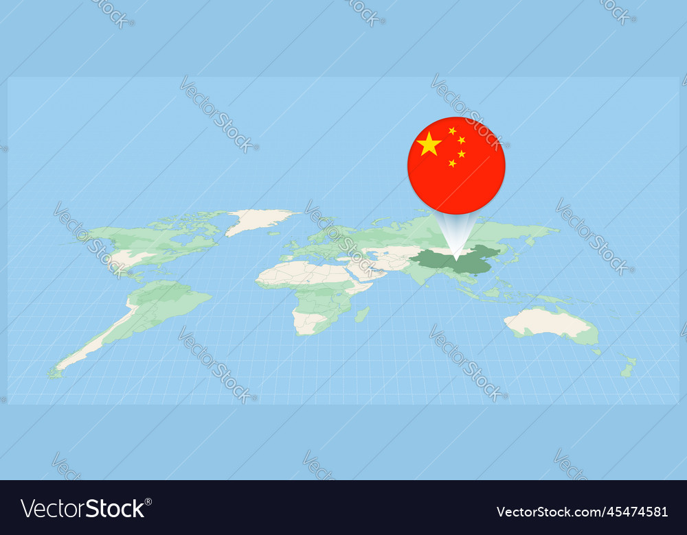 Location of china on the world map marked Vector Image