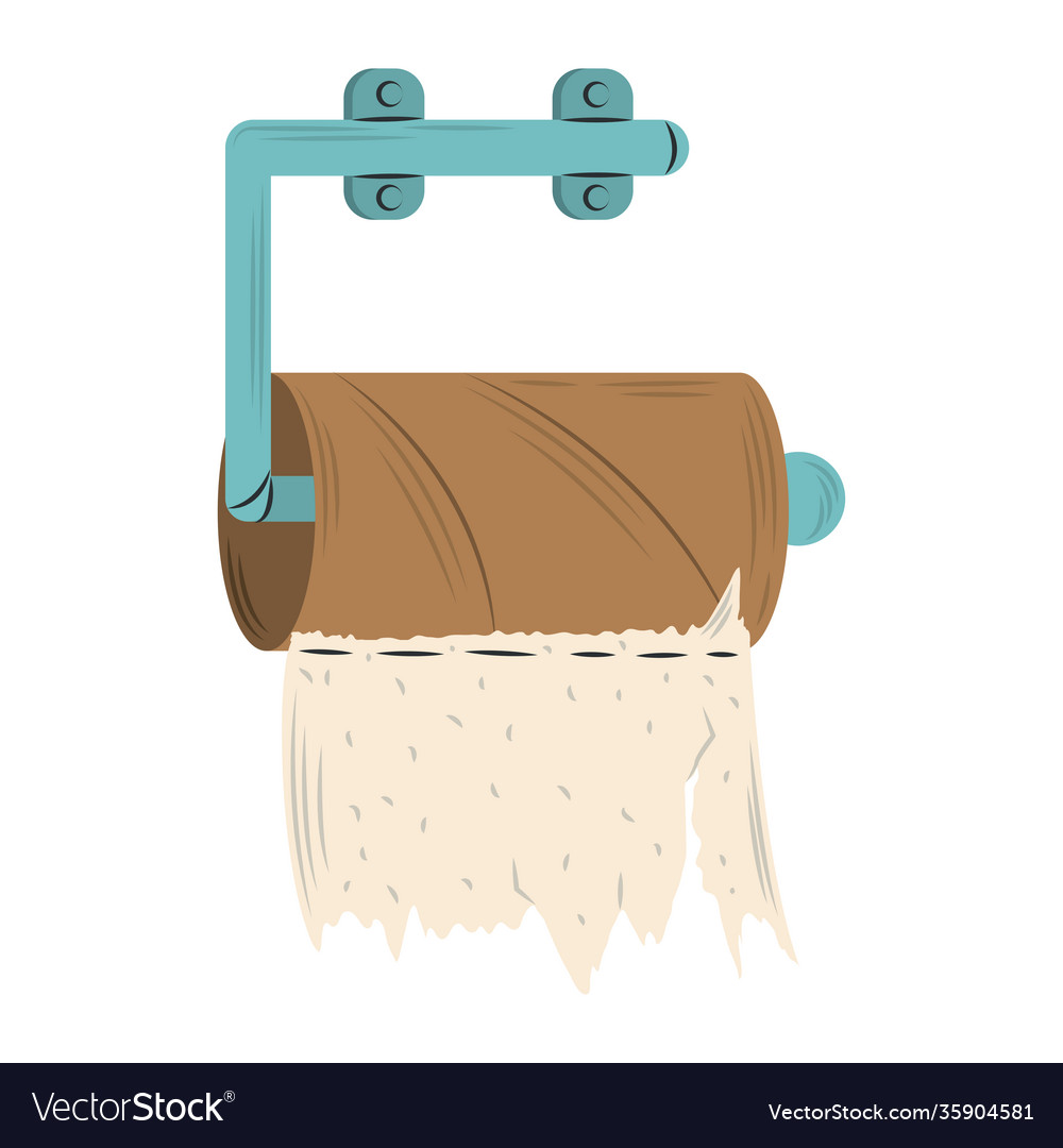 Nearly empty toilet paper hygiene isolated design