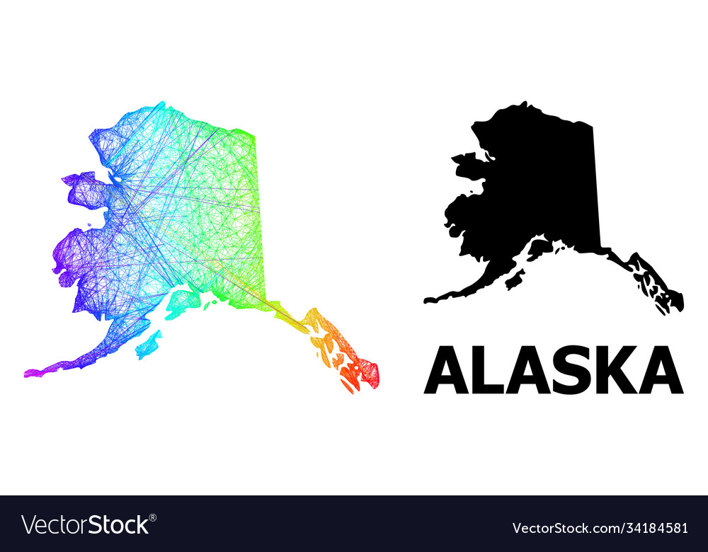 Network map alaska state with spectrum gradient vector image Network map alaska state with spectrum gradient