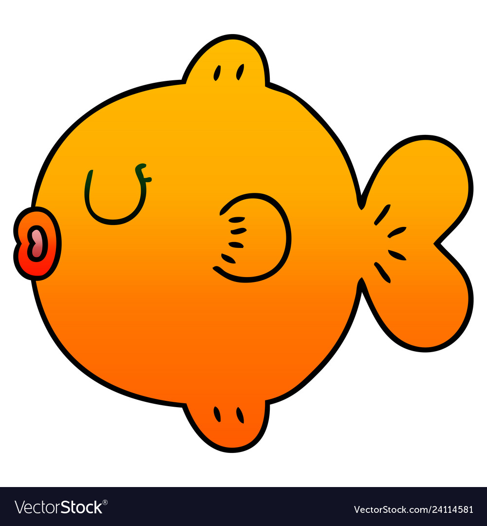 Quirky gradient shaded cartoon fish