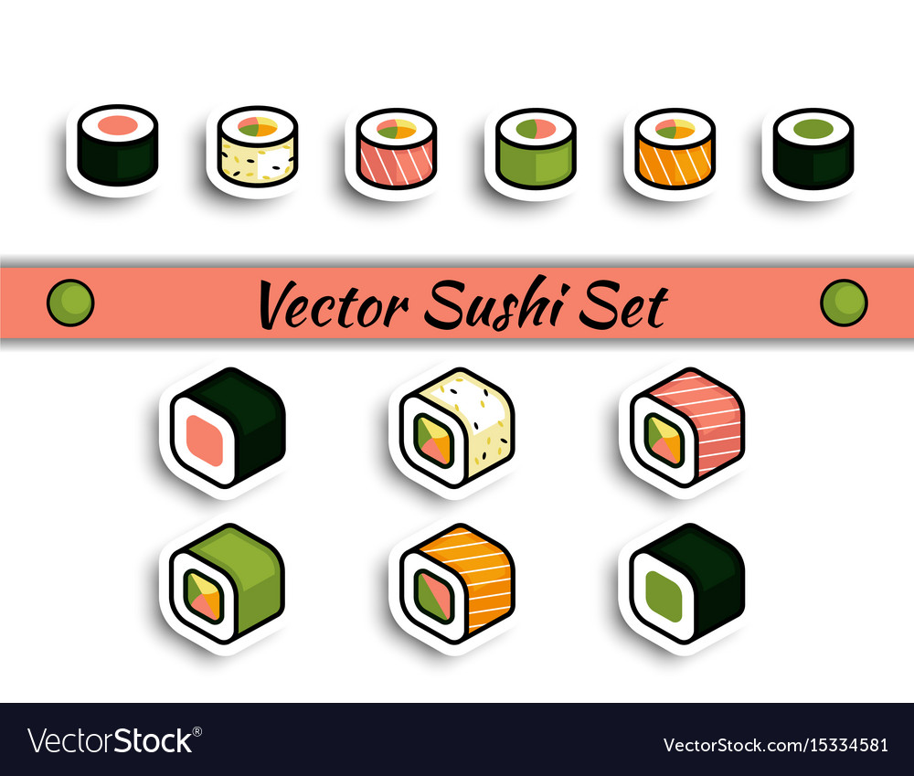 Rolls sushi set isolated