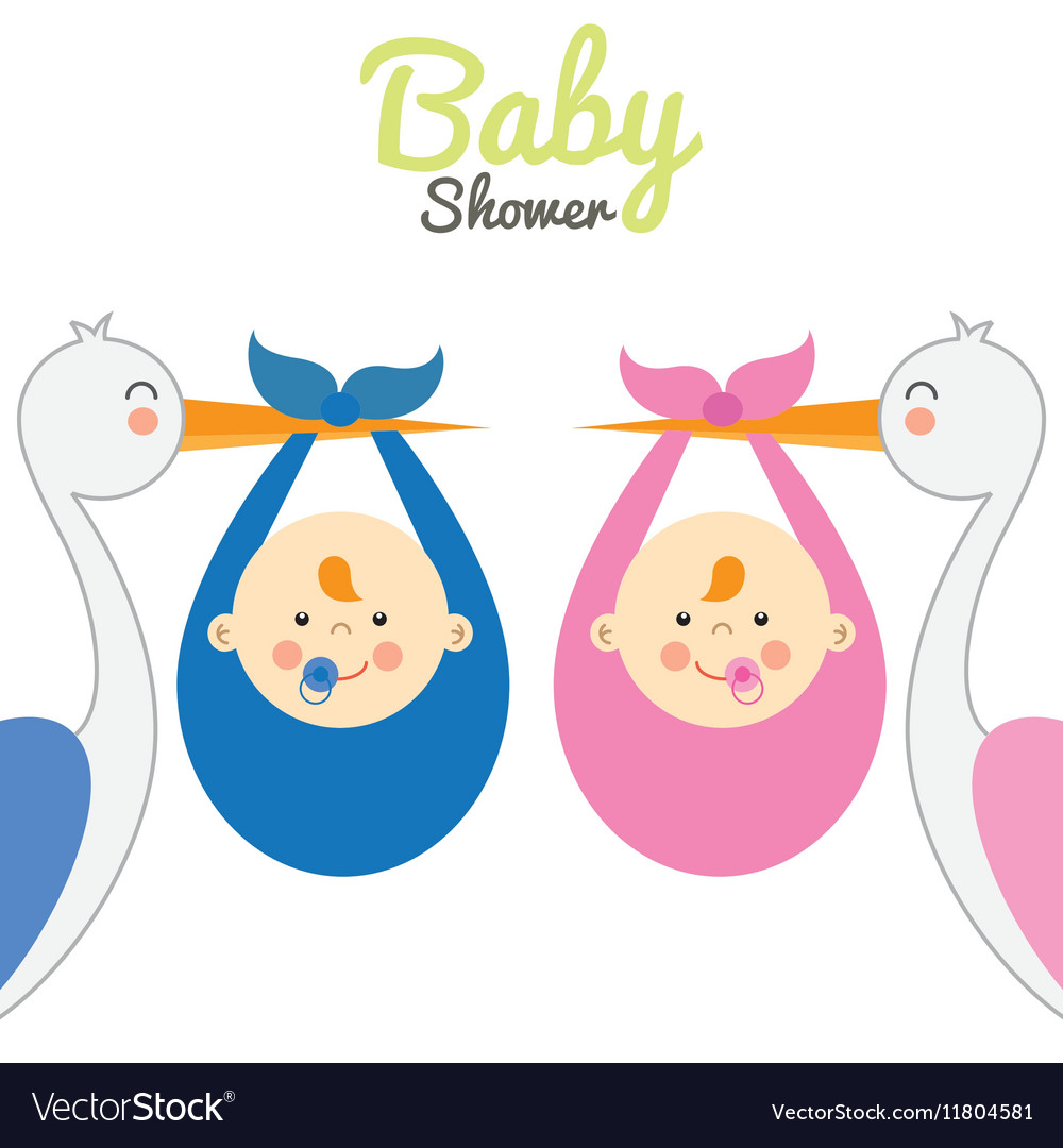 Download Twins baby shower Royalty Free Vector Image - VectorStock