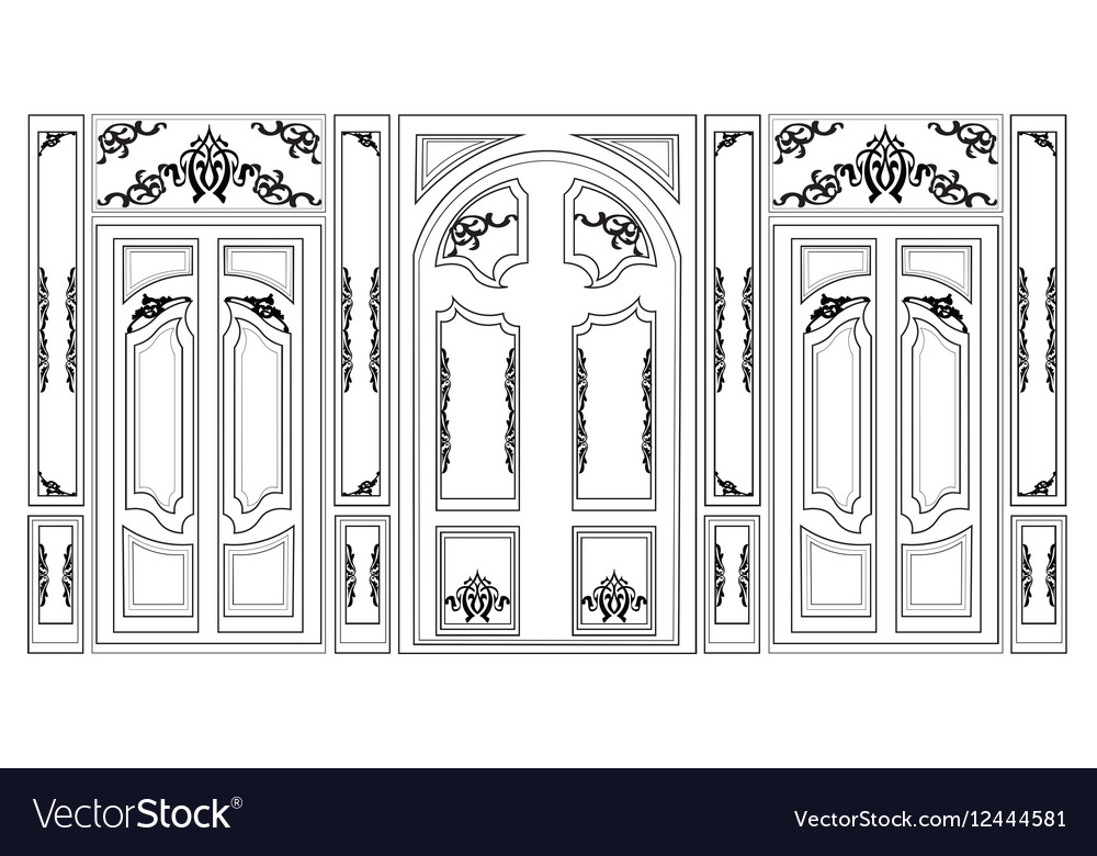 Wainscoting decorative damask frames Royalty Free Vector