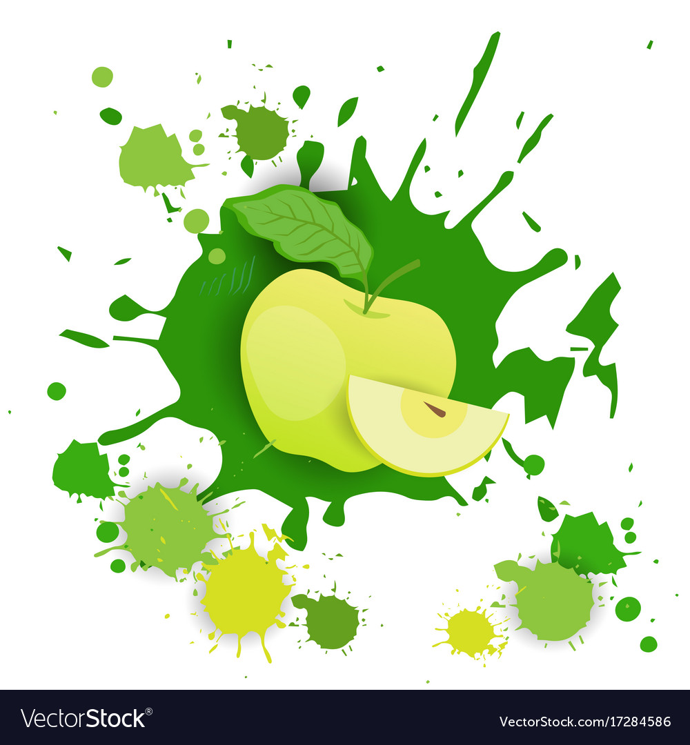 Apple fruit logo watercolor splash design fresh