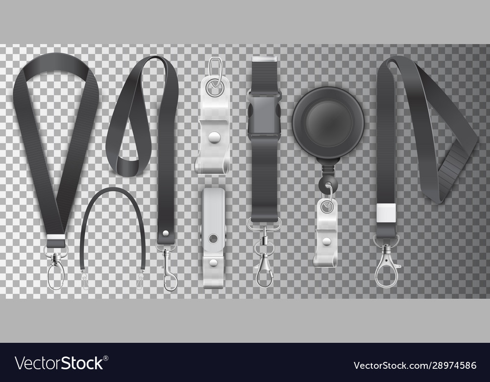 Black lanyards with metal claw clasp Royalty Free Vector