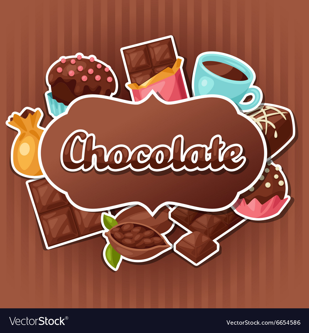 Chocolate background with various tasty sweets