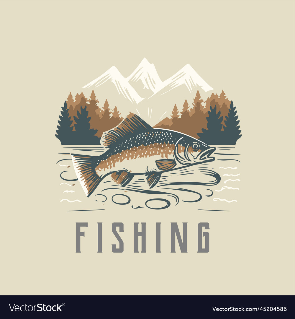 Fishing Fish In The Water Logo Icon Template Vector Image