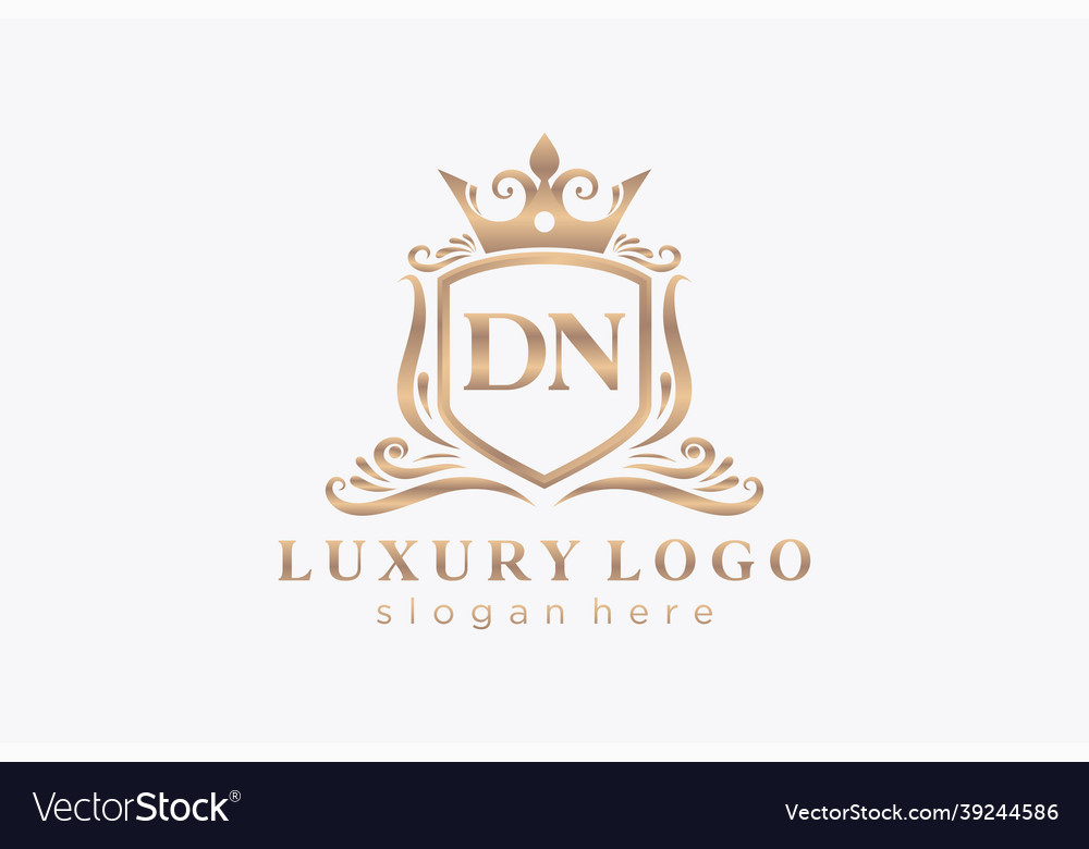 Initial dn letter royal luxury logo template