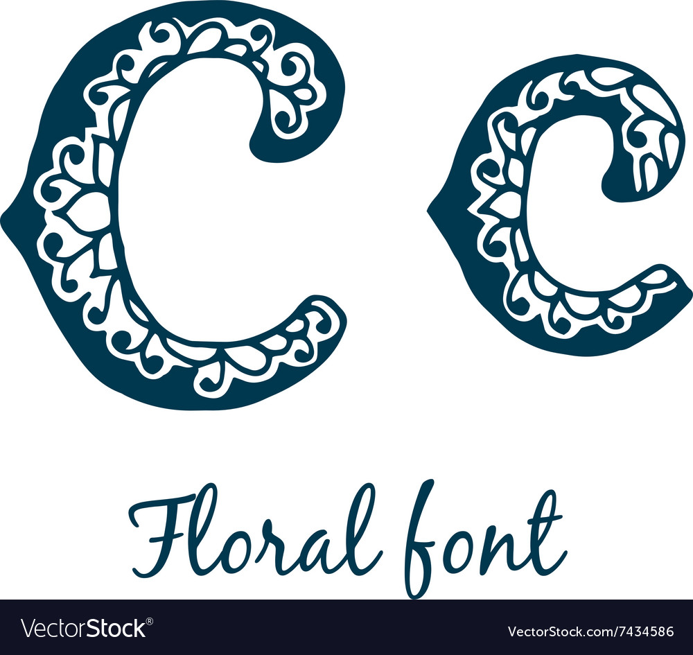 Isolated stylized calligraphic floral alphabet Vector Image