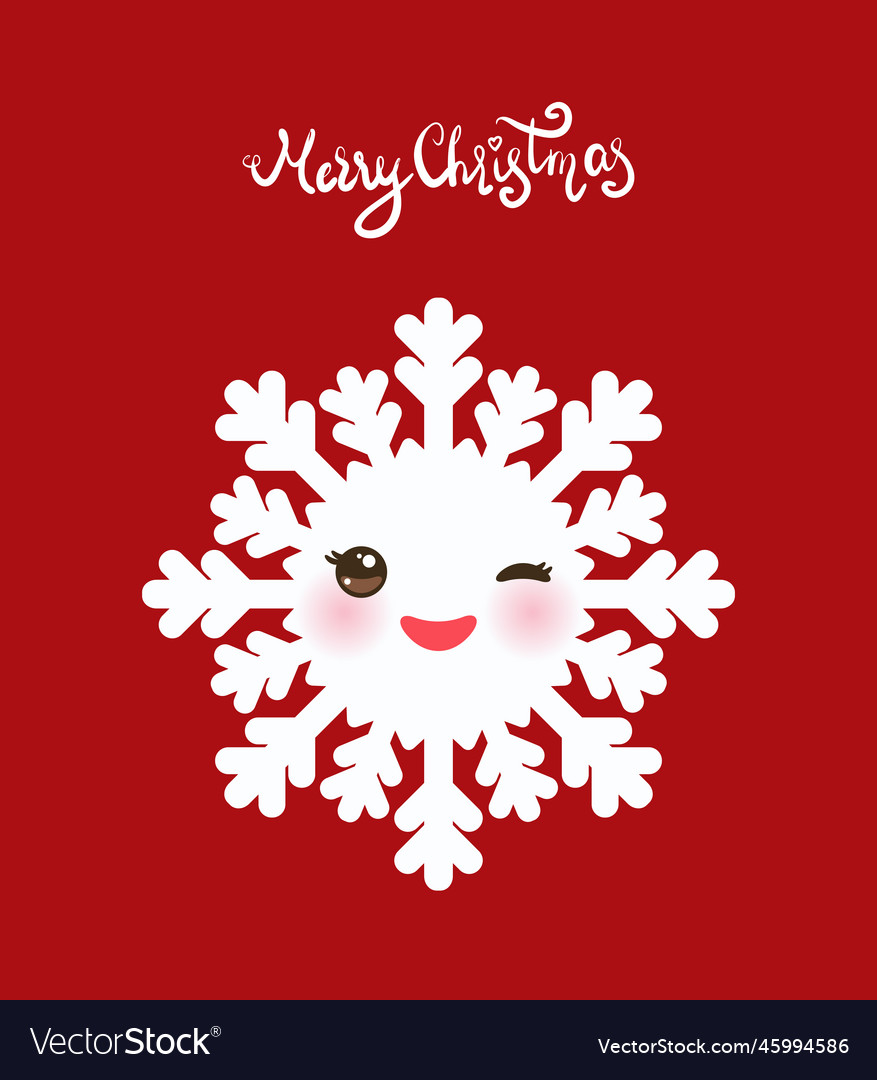 Merry christmas card design kawaii snowflake