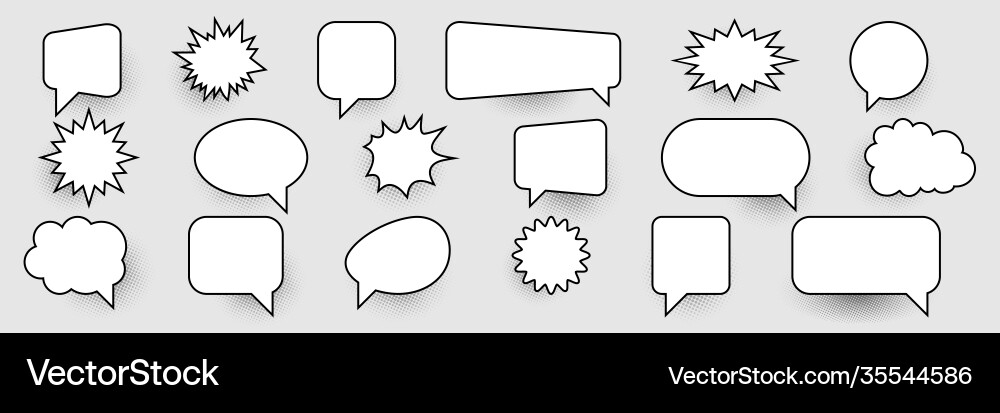 Speech bubbles comic with shadow Royalty Free Vector Image