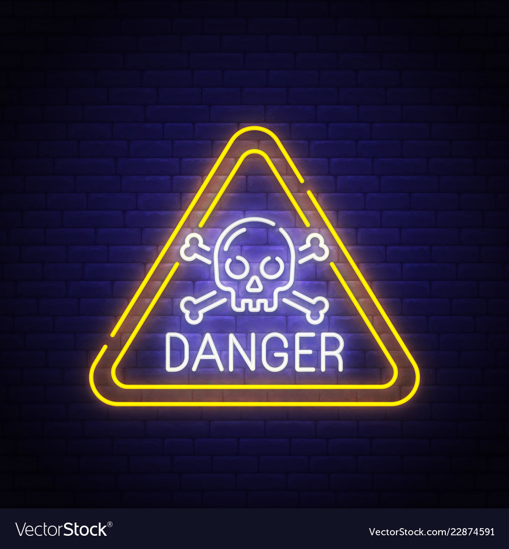 Danger sing neon sign bright signboard Royalty Free Vector