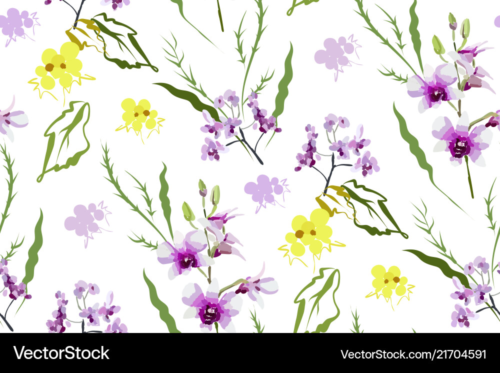 Floral seamless pattern with different flowers Vector Image