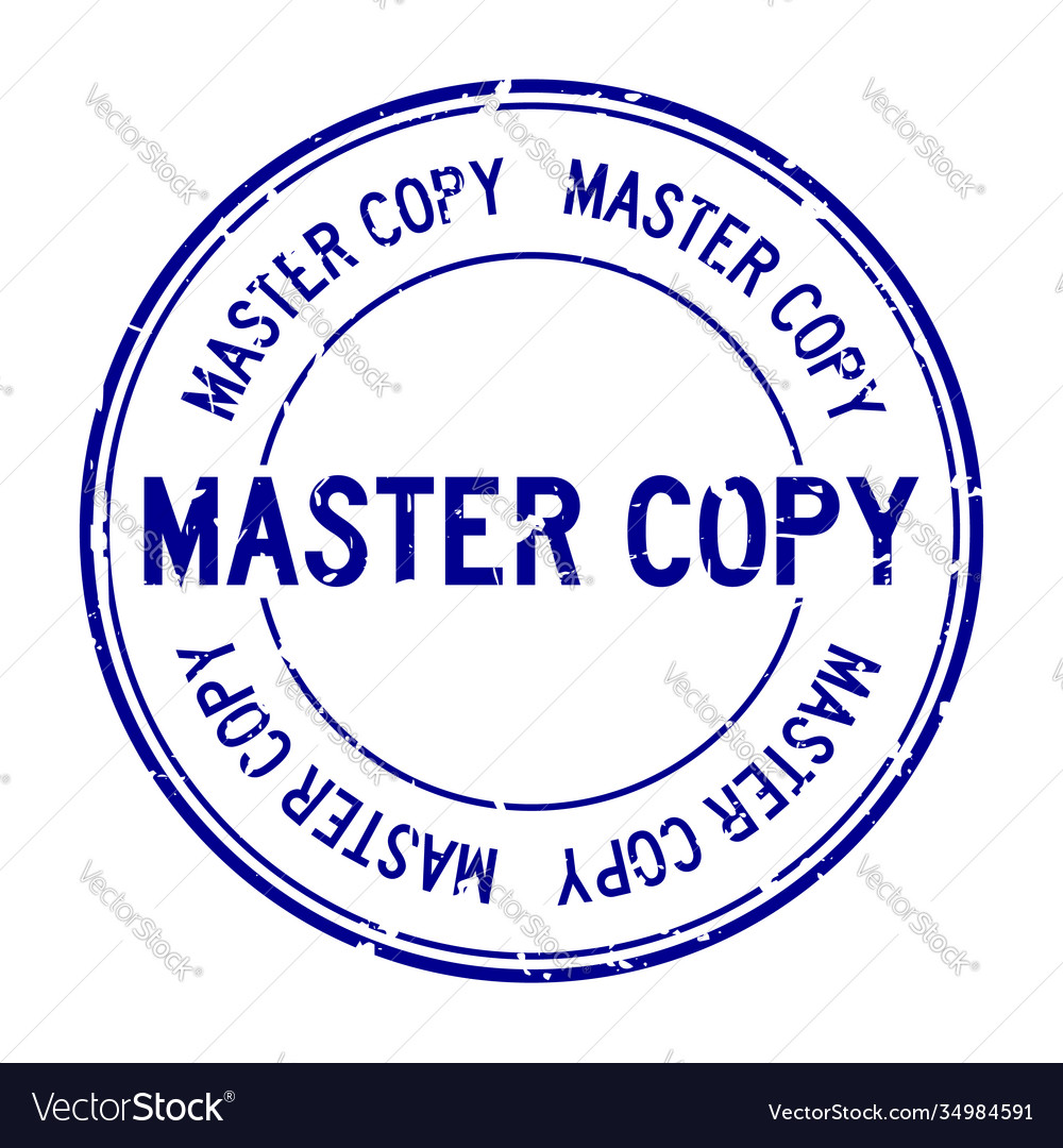 Grunge blue master copy word round rubber seal Vector Image