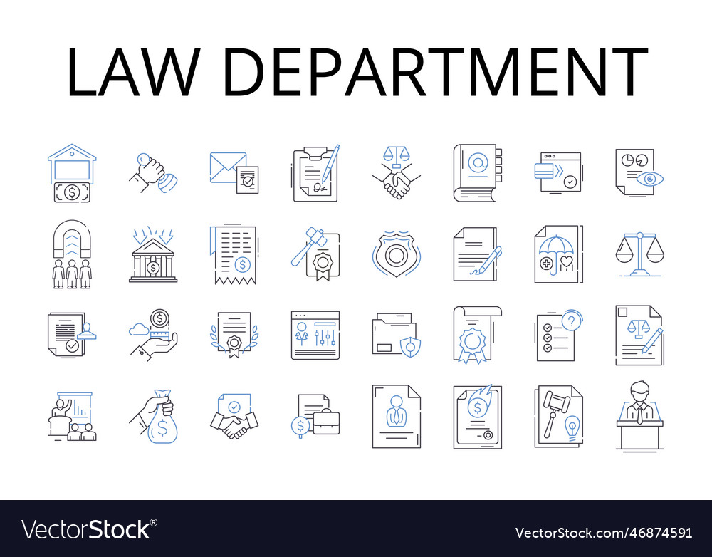 Law department line icons collection training