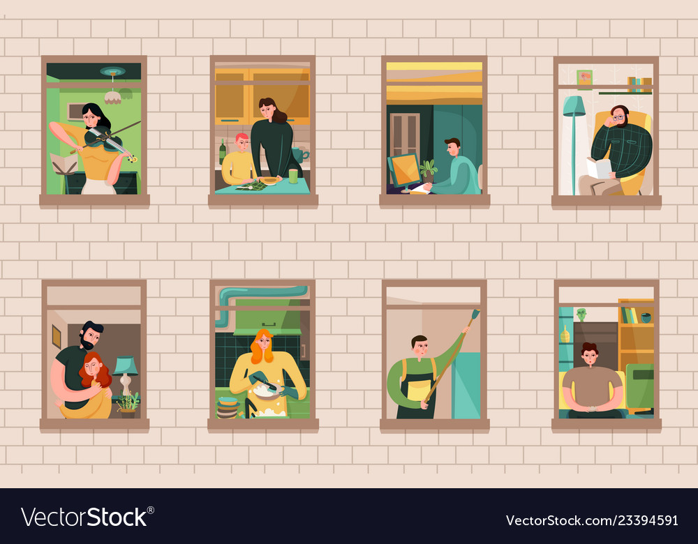 Neighbors windows set Royalty Free Vector Image