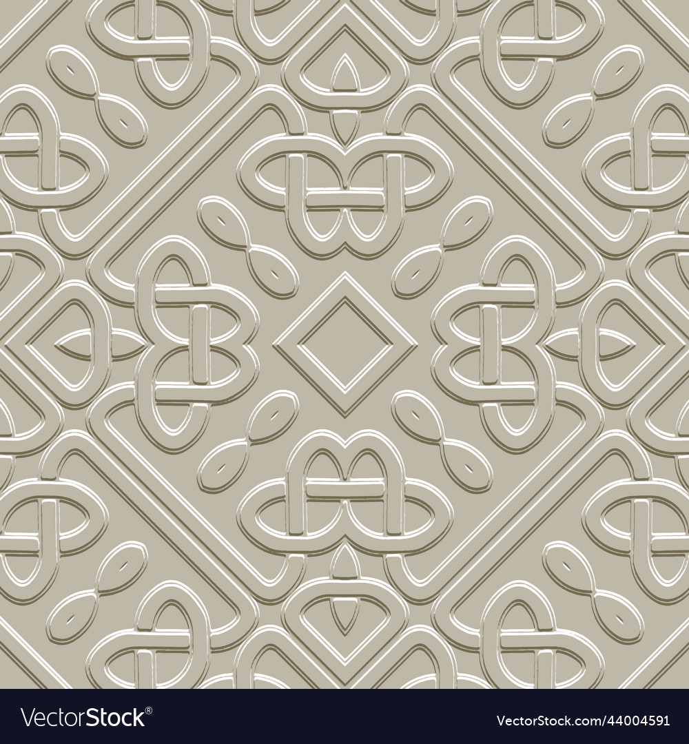 Textured emboss 3d celtic seamless pattern grunge Vector Image