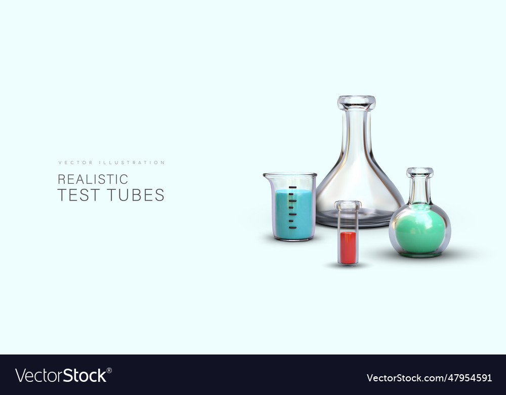 Web poster with realistic 3d test tubes medical Vector Image