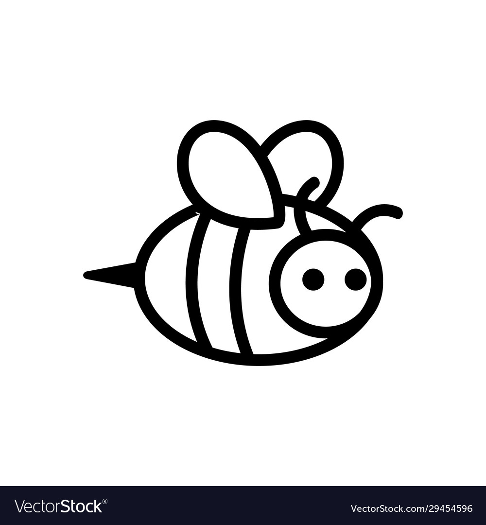 Bee icon isolated contour symbol