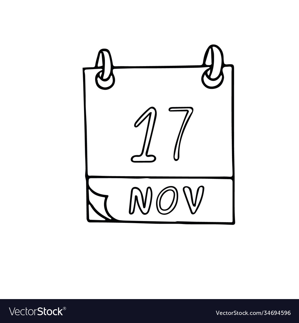 Calendar hand drawn in doodle style november 17