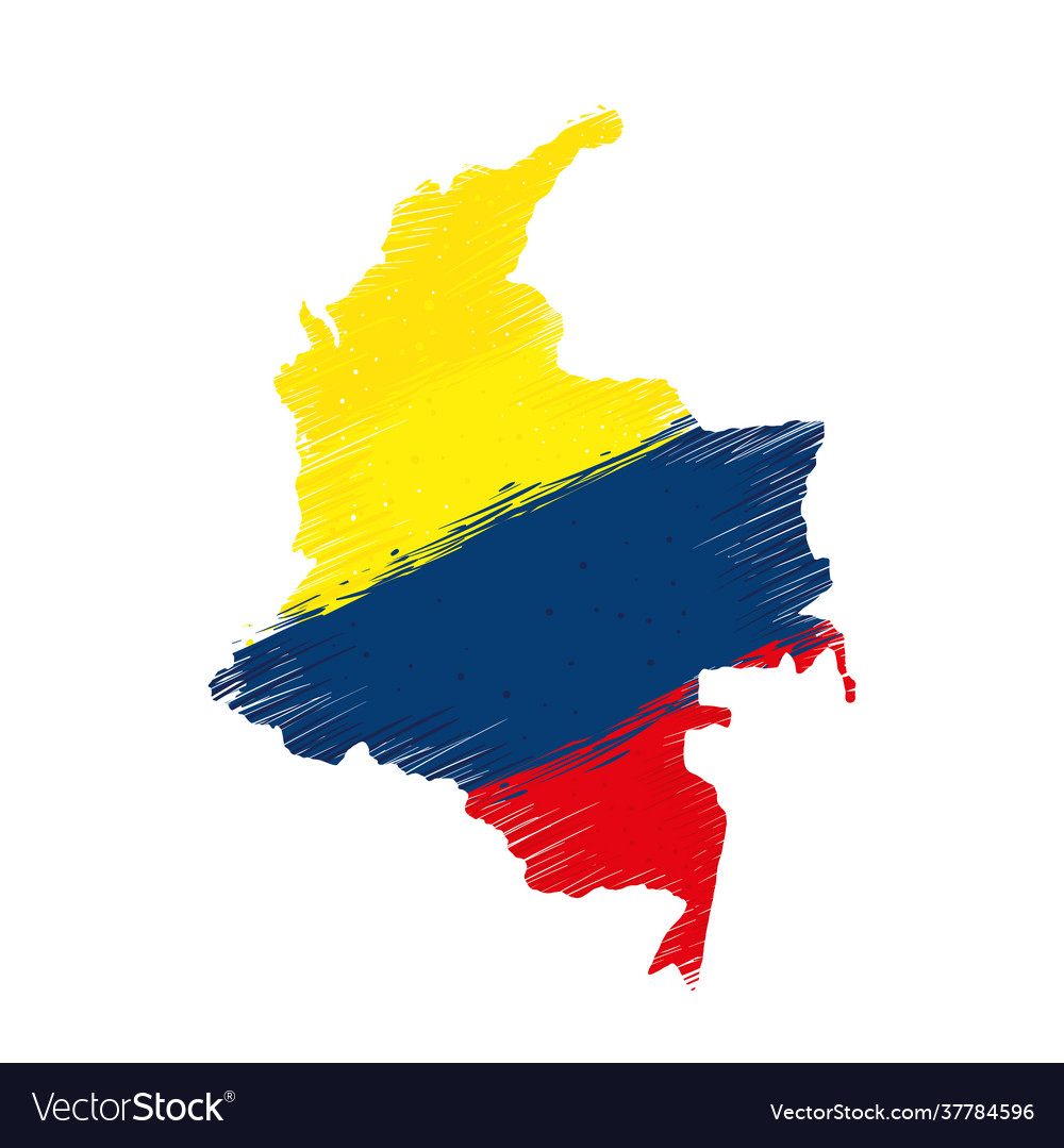 Colombian flag in map Royalty Free Vector Image