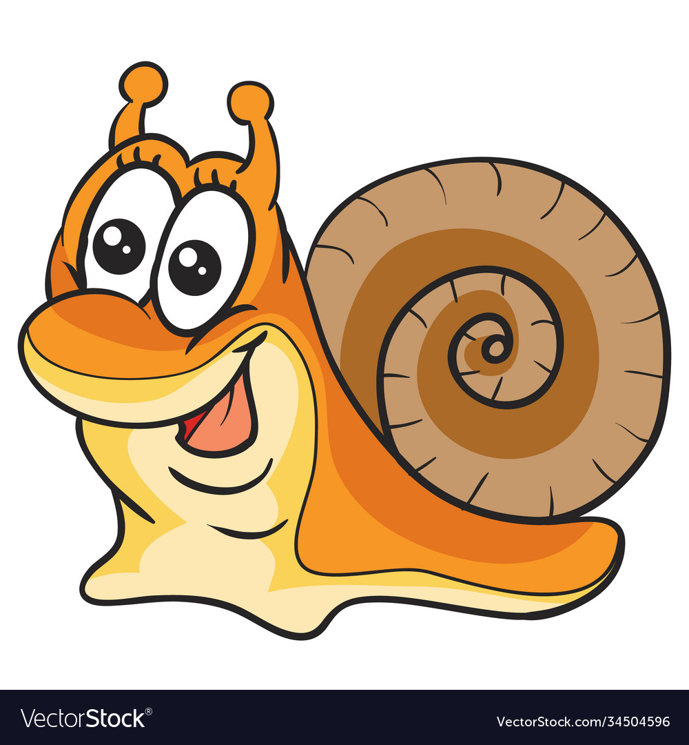 Cute cheerful snail character cartoon isolated Vector Image