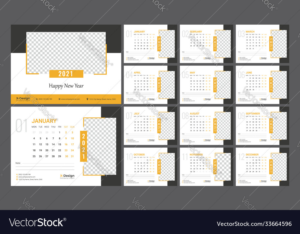 Desk calendar 2021 template calendar 2021 Vector Image