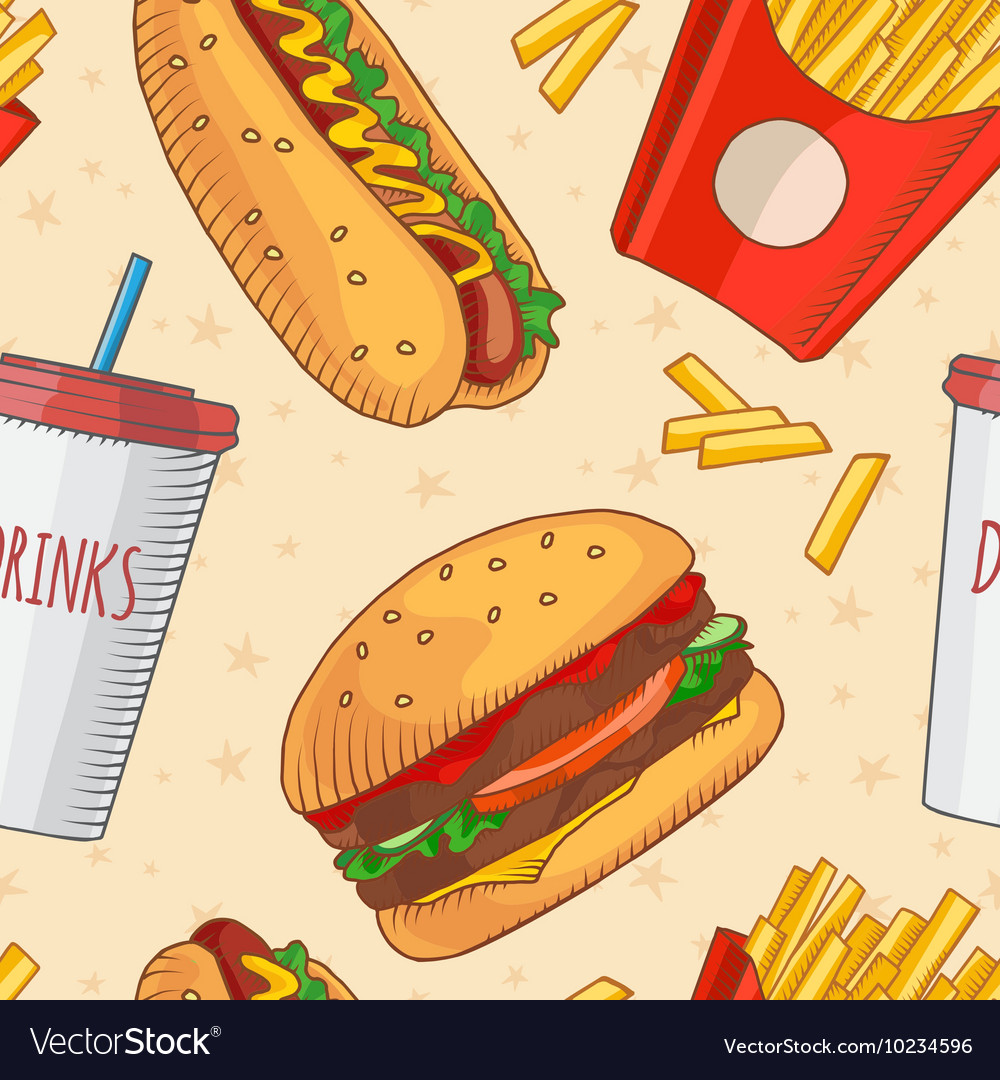 Fast Food Set von Cartoons Icons