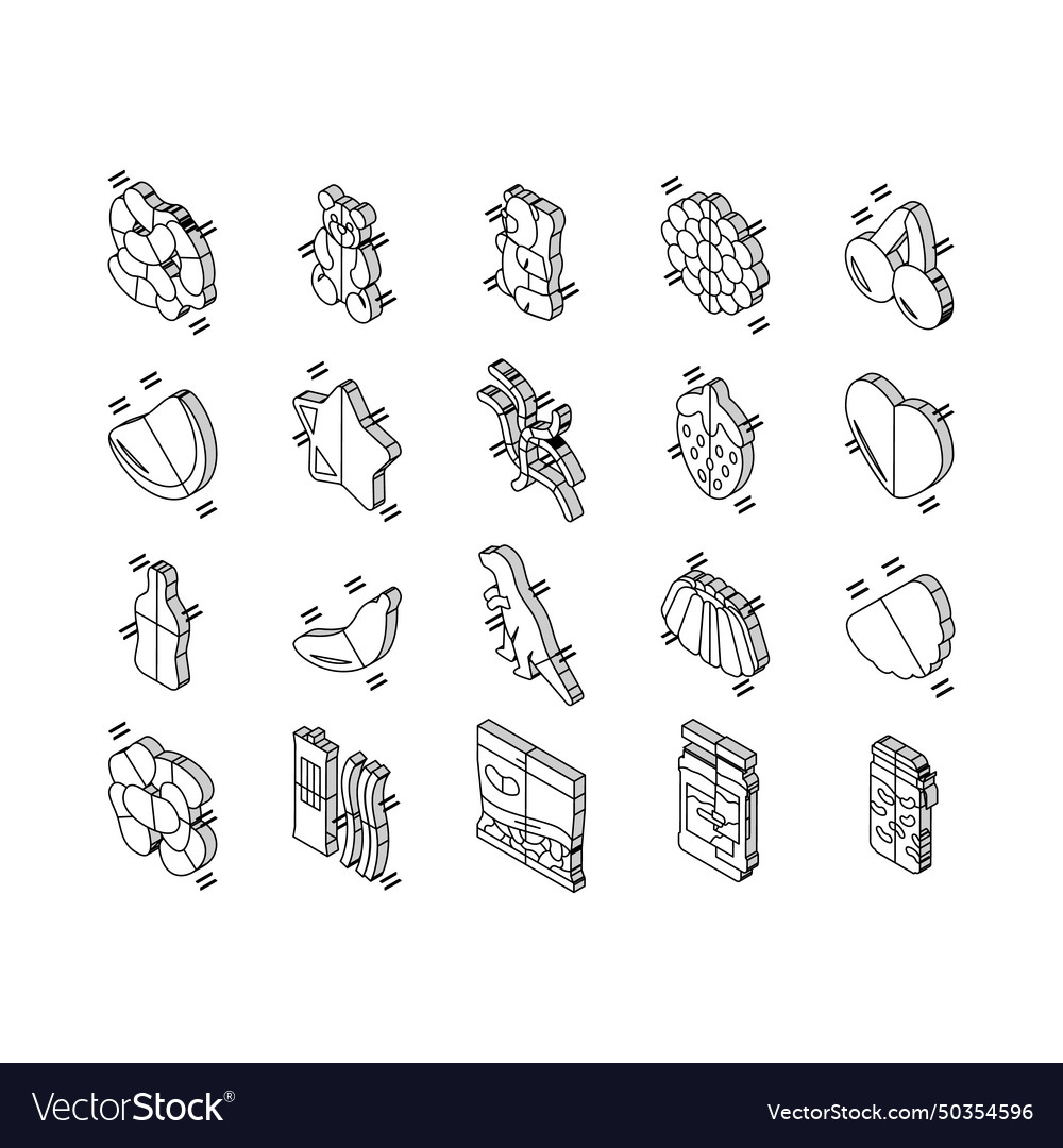 Jelly candy gummy bear fruit gum isometric icons